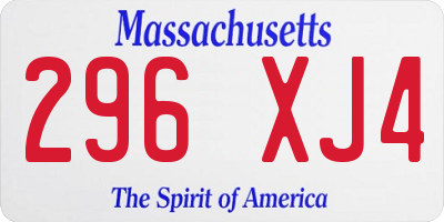 MA license plate 296XJ4