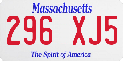 MA license plate 296XJ5