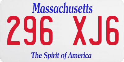 MA license plate 296XJ6