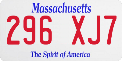 MA license plate 296XJ7