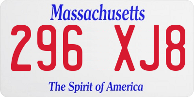 MA license plate 296XJ8