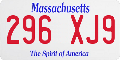 MA license plate 296XJ9