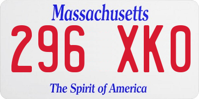 MA license plate 296XK0
