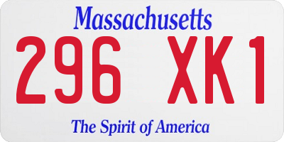 MA license plate 296XK1