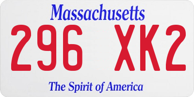 MA license plate 296XK2