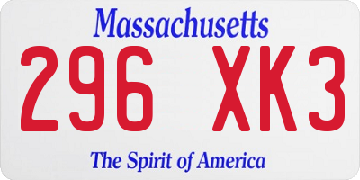 MA license plate 296XK3