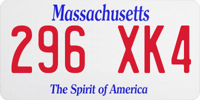 MA license plate 296XK4