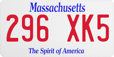 MA license plate 296XK5