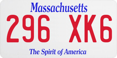 MA license plate 296XK6