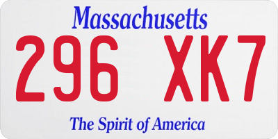 MA license plate 296XK7