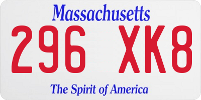 MA license plate 296XK8