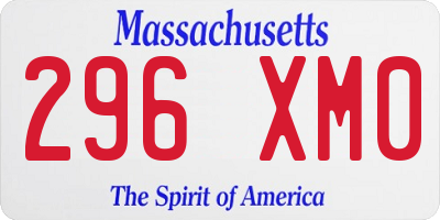 MA license plate 296XM0