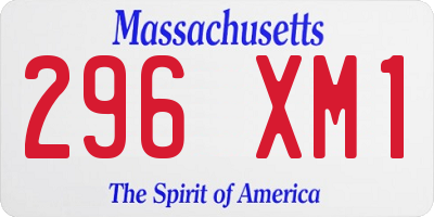 MA license plate 296XM1