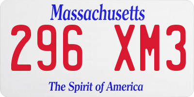MA license plate 296XM3