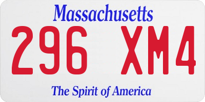 MA license plate 296XM4