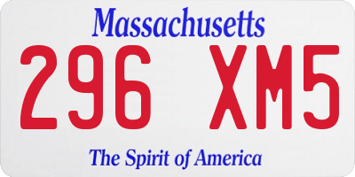 MA license plate 296XM5