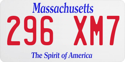 MA license plate 296XM7