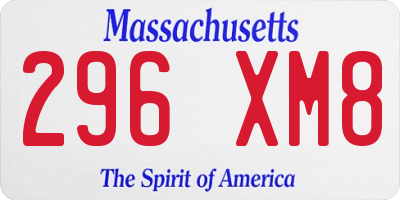 MA license plate 296XM8