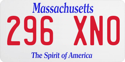 MA license plate 296XN0