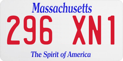 MA license plate 296XN1