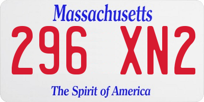 MA license plate 296XN2