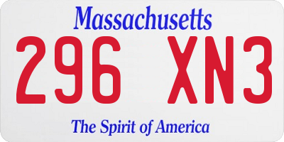 MA license plate 296XN3