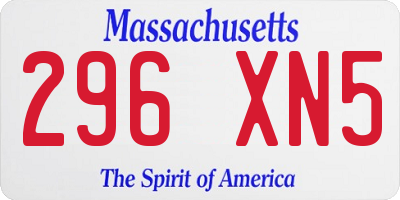 MA license plate 296XN5