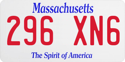 MA license plate 296XN6