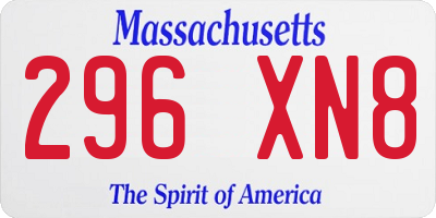 MA license plate 296XN8