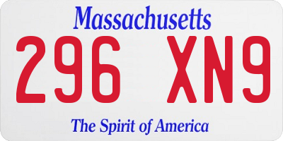 MA license plate 296XN9