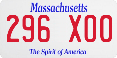 MA license plate 296XO0
