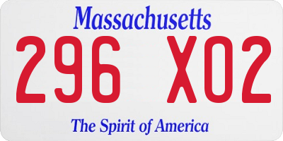 MA license plate 296XO2