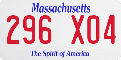 MA license plate 296XO4