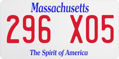 MA license plate 296XO5