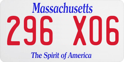 MA license plate 296XO6