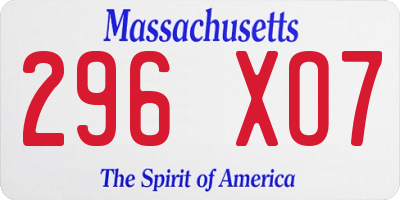 MA license plate 296XO7