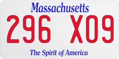 MA license plate 296XO9