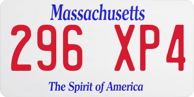 MA license plate 296XP4