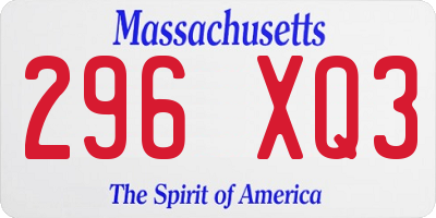 MA license plate 296XQ3