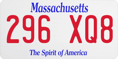 MA license plate 296XQ8