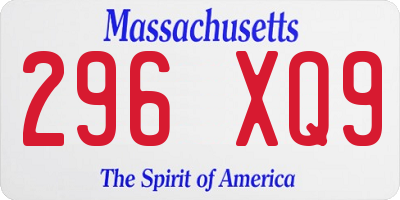 MA license plate 296XQ9