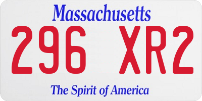 MA license plate 296XR2
