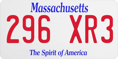 MA license plate 296XR3