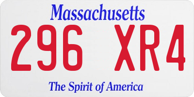 MA license plate 296XR4