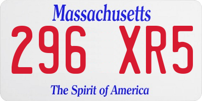 MA license plate 296XR5