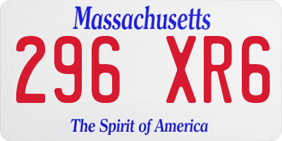 MA license plate 296XR6