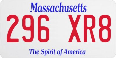MA license plate 296XR8