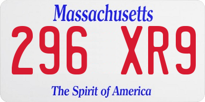 MA license plate 296XR9