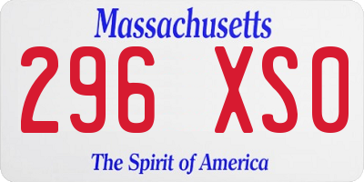MA license plate 296XS0