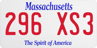 MA license plate 296XS3